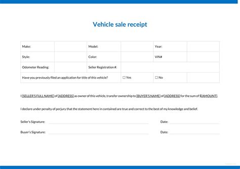 Vehicle Sale Receipt Template in Microsoft Word | Template.net