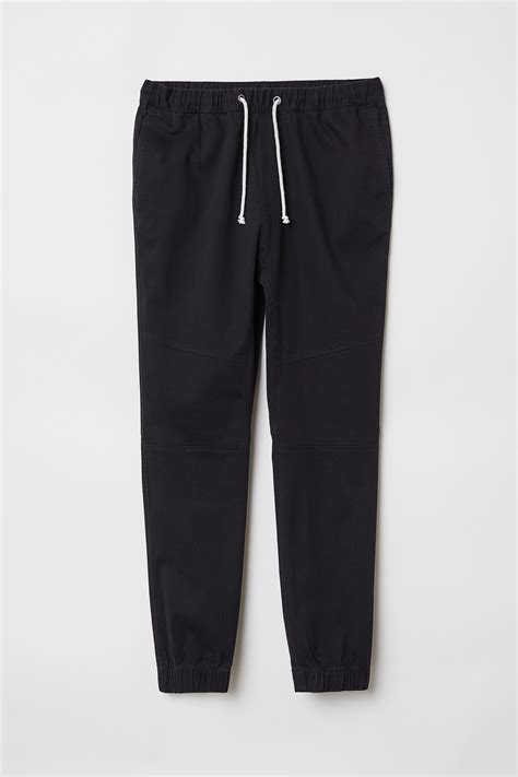 Twill joggers - Black - Men | H&M IN