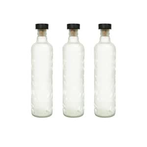 Ellementry Frosted Leaf Glass Bottle with Cork (750 ML)| Water and Milk ...