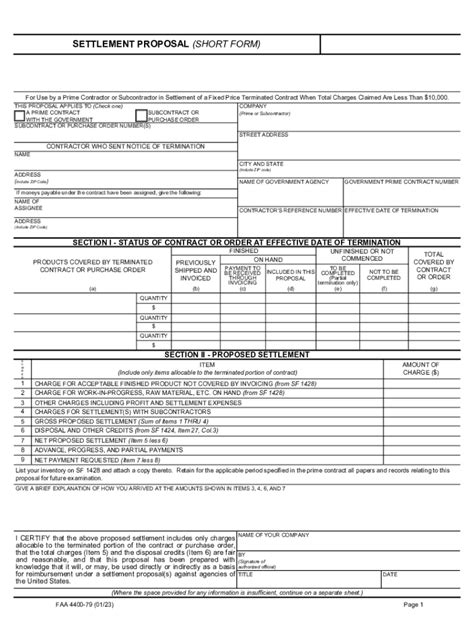 Fillable Online Settlement Proposal (Short Form). SETTLEMENT PROPOSAL ...