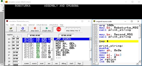 Rezultat imagine pentru Emu8086 Robot Code