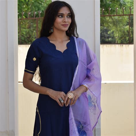 Blue Berry Hand Painted Suit Set – Label Krisha