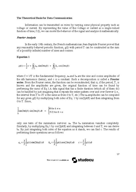Theoretical Foundations of Data Communication: Signal Analysis and ...