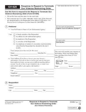 Fillable Online Response to Request to Terminate Gun Violence ... Fax ...