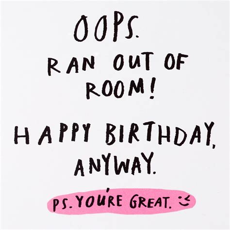You're So Great I Ran Out of Room Funny Birthday Card - Greeting Cards ...