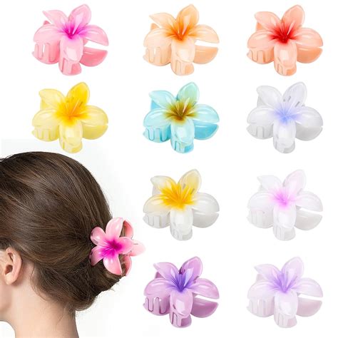 Amazon.com: HAPTIME 10 Pack Flower Claw Clips for Women, Preppy Hair ...