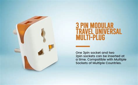 ASM (Pack of 3) 3 Pin Modular Travel Universal Multiplug, Worldwide ...