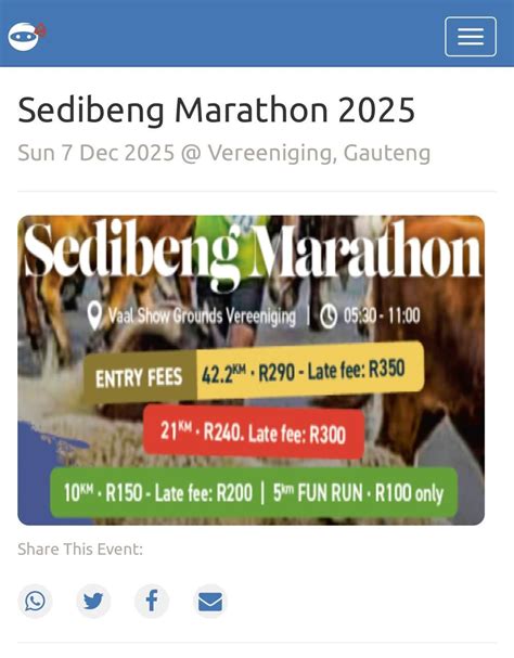 Sedibeng Marathon 2025 , 28 Robyn avenue Waldrift. Vereeniging 1939 ...