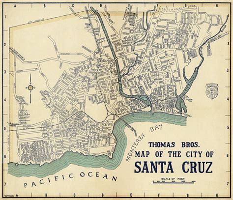 Map of Santa Cruz california Old Map Restored Fine - Etsy