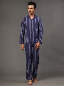 BSTORIES Men Striped Dark Blue Night Suit Set Price in India - Buy ...