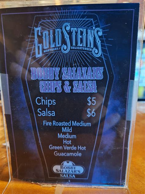 Carta del pub y bar Goldstein's Mortuary & Delicatessen, Fresno