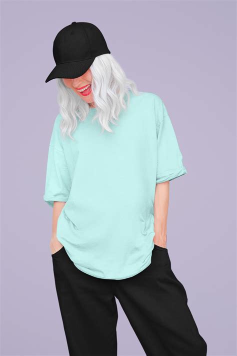 Oversized mint solid t shirt for women – Uppstring
