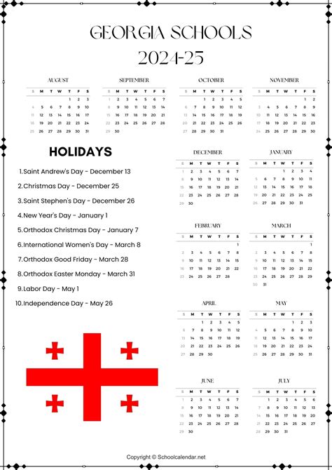 Georgia School Calendar 2024-2025 [County School District]