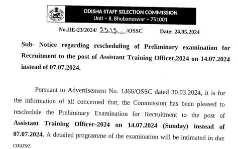 Odisha Study Point OSSC ATO Prelim Exam Date Out 2024