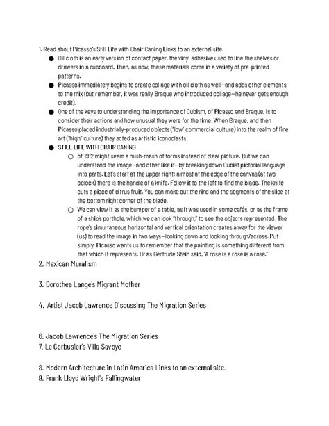 AHS WEEK 14 - DR.COOK - 1. Read about Picasso's Still Life with Chair ...