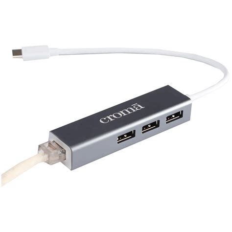 Buy Croma USB 3.0 Type C to USB 3.0 Type A, LAN Port USB Hub (Up to 100 ...