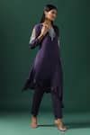 Buy Purple Georgette Sequins, Cut Work Round Neckline Embroidered Kurta ...