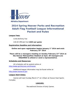 2014 Spring Hoover Parks and Recreation Adult Flag Football League ...