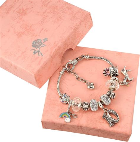 Buy Birthday Gift for Girls Women Unicorn Charm Bracelet with Card Box ...