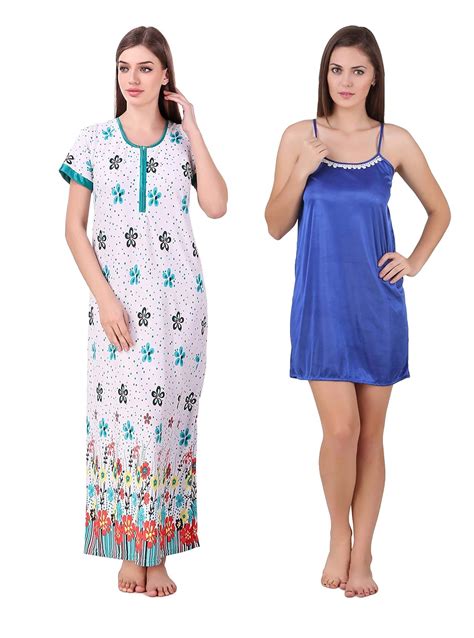 Buy Freely Satin Full Night Gown & Short Nighy Set - Pack of 2 Wine at ...