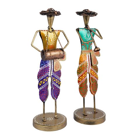 Buy Online Metal Rajasthani Standing Musician Set of 2,DFMS440– CraftVatika