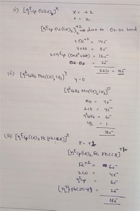 Following 18 electron rule, determine x,y and z