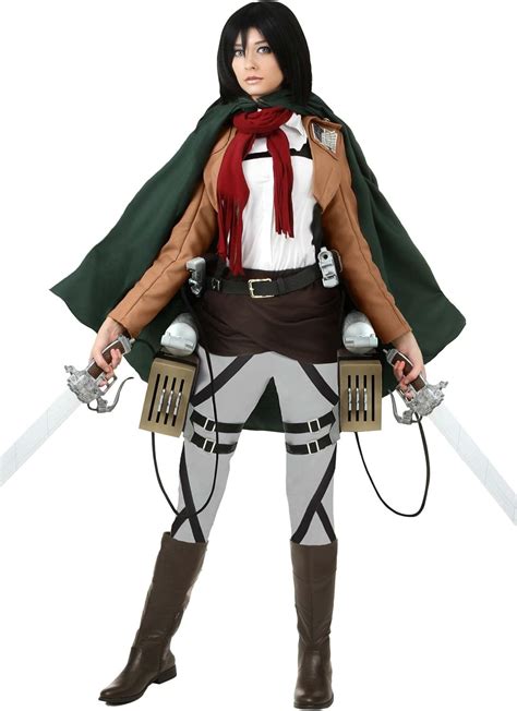 Buy Deluxe Attack on Titan Mikasa Costume Cosplay Halloween Costume for ...