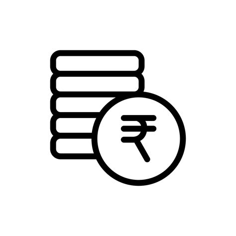 Coins stack, revenue, money with Indian rupee INR symbol icon in line style design isolated on ...