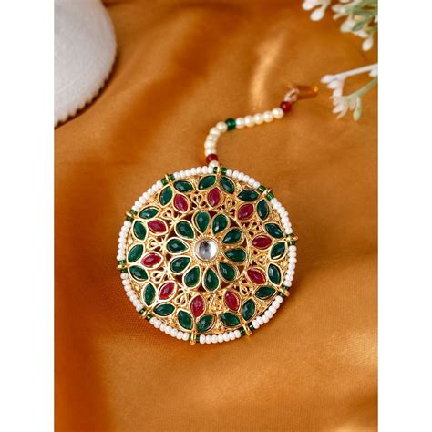 Buy Silvermerc Designs Floral Padma Rajputi Borla Maangtikka Online