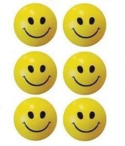 Ang Smiley Face Squeeze Stress Ball - Set of 6 - 5 cm - Smiley Face ...