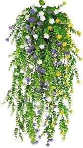 Buy Dekorly Artificial Hanging Plants, Monstera Leaves Ivy Vine Faux ...