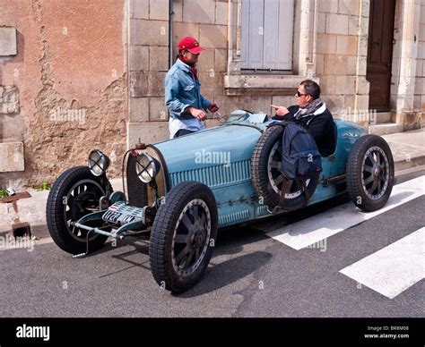 Old Bugatti Type 35 racer on public road - France Stock Photo - Alamy