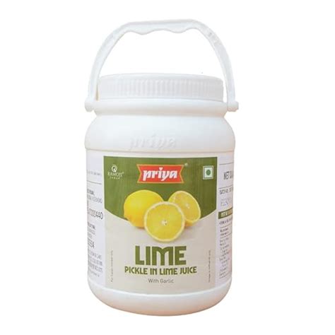 Priya Lime Pickle in Lime Juice With Garlic, 1kg Glass Jar | Authentic ...