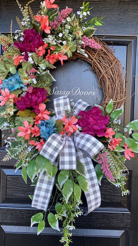 Spring And Summer Wreaths, Door Wreath, Peonies Wreath, Wreath For ...