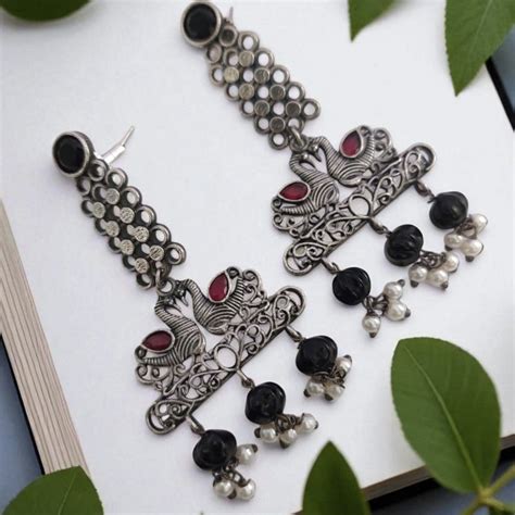 Shop Oxidised Earrings Jhumka, Black Metal Earrings for Women | Aashirs ...
