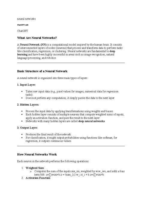 Neural Networks Overview: Structure, Function, and Training Techniques ...