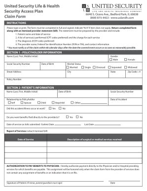 Fillable Online United Security Life amp Health Security Access Plan ...