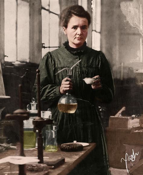 Marie Curie in her Laboratory in Paris. Circa 1900s : Colorization