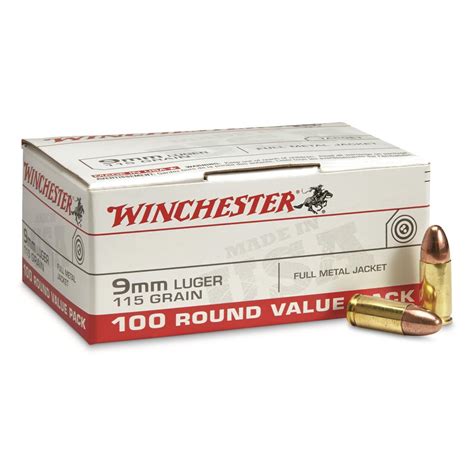 Winchester White Box, 9mm, FMJ, 115 Grain, 100 Rounds | Sportsman's Guide