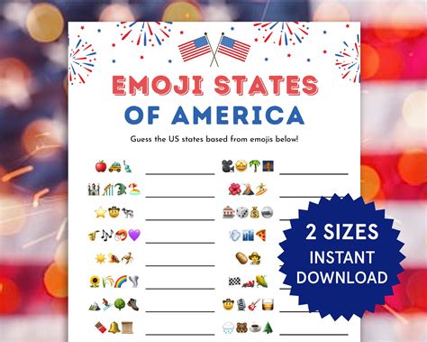 4th of July Game Fourth of July Emoji Pictionary 4th of July Party Game ...