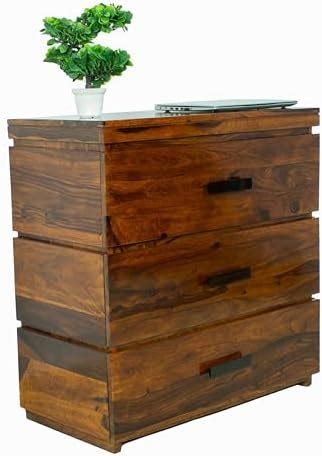 WOODMAZE Sheesham Wood Chest of 3 Drawers Multipurpose Storage Cabinet ...