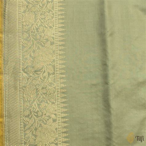 Sage Green Pure Katan Silk Banarasi Handloom Saree - Tilfi