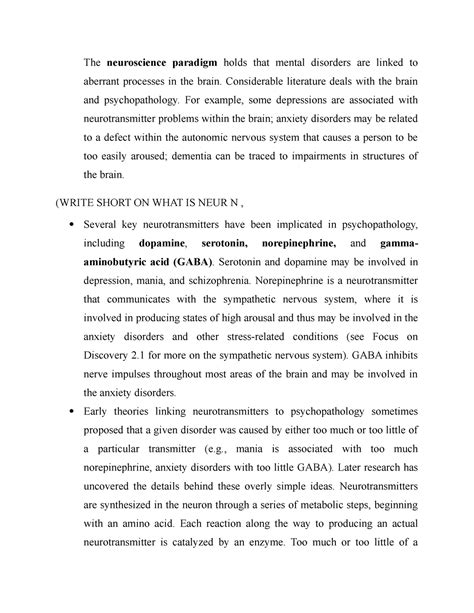 Biochemical Factors OF Abnormal BHVR - The neuroscience paradigm holds ...