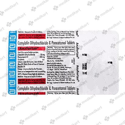 ANAFORTAN TABLET 15'S : View Price, Combination and Alternatives | Medkart
