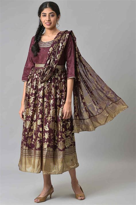 Buy Brown Poly Shantung Printed Saree Dress Online for Woman | Shop for ...