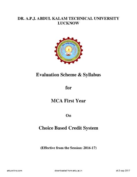 Aktu syllabus mca 1st sem - DR. A.P. ABDUL KALAM TECHNICAL UNIVERSITY ...