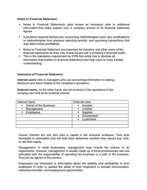 Image result for Financial Statement Notes Examples