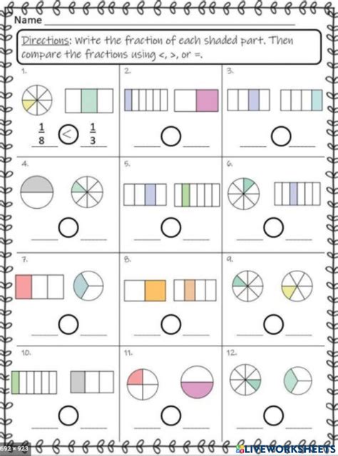 Grade 2 Compare Unit Fractions Using Relation Symbol 的图像结果