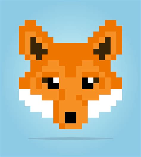 8-bit pixel of head fox. Animal in Vector illustration for cross stitch ...