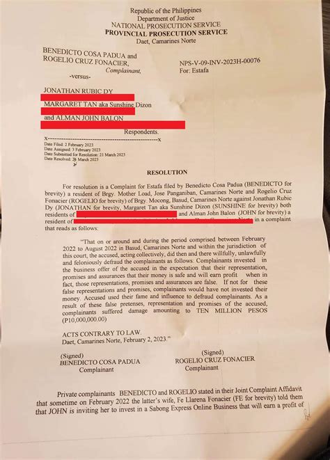 Fashion PULIS: Daet, Camarines Norte Court Issues Resolution on Estafa Case Against Sunshine ...